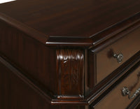 3 Drawer Wooden Nightstand with Molded Details and Metal Pulls, Brown - BM223269