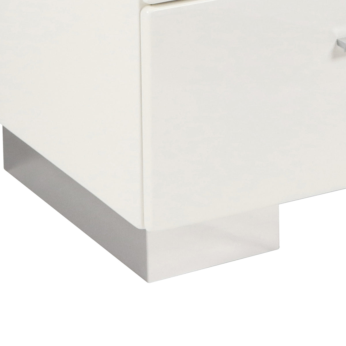 2 Drawer Wooden Nightstand with Metal Base and Bar Handles, White - BM223271