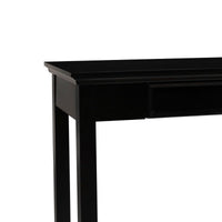 Single Drawer Wooden Desk with Metal Ring Pull and Tapered Legs, Black - BM223279