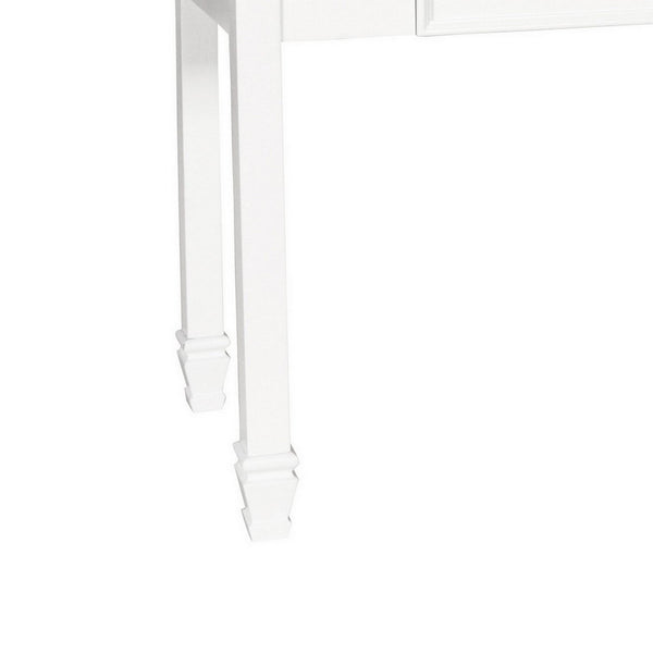 Single Drawer Wooden Desk with Metal Ring Pull and Tapered Legs, White - BM223281