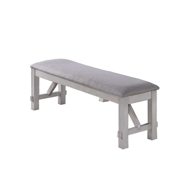 Fabric Upholstered Wooden Bench with Braces, Gray - BM223370