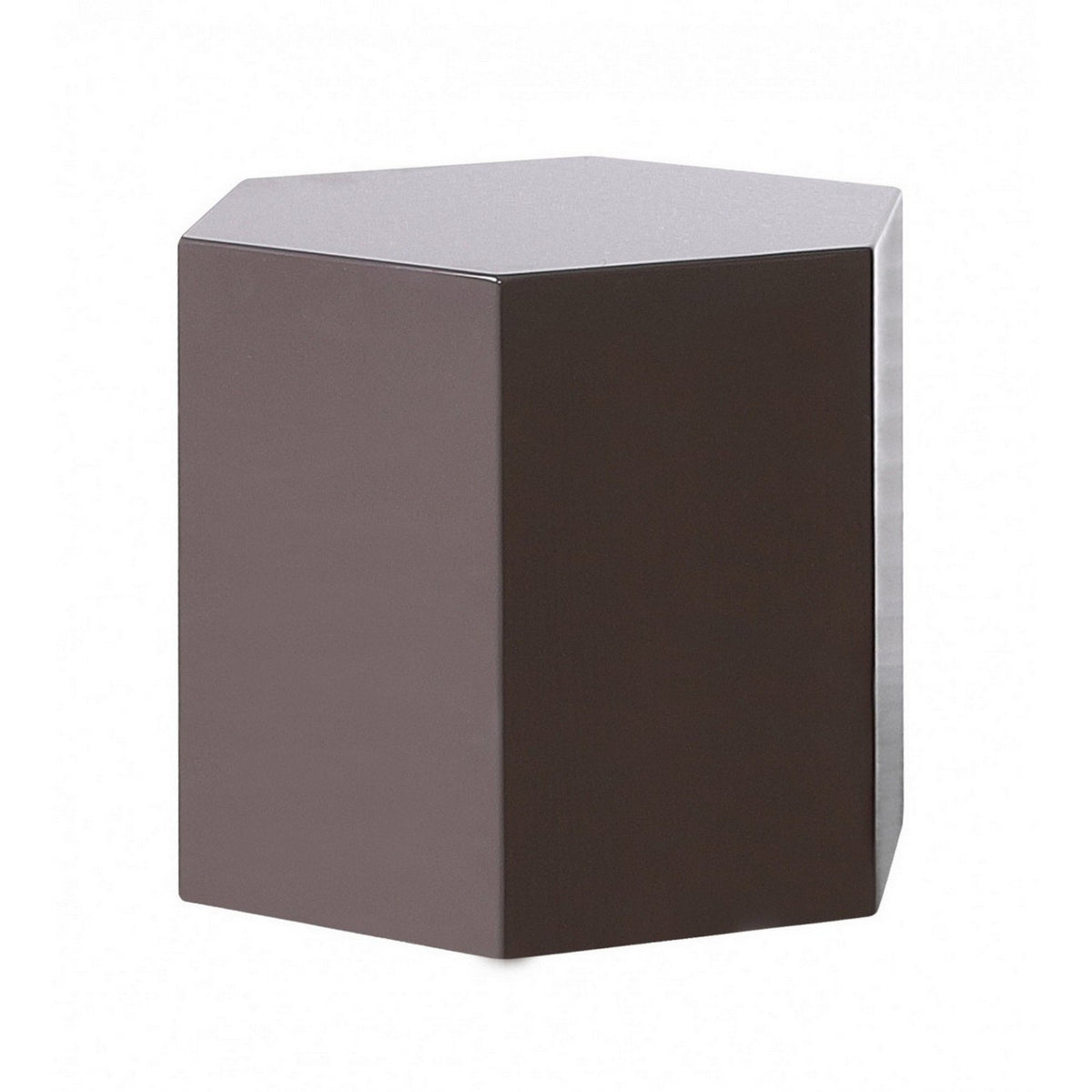 Contemporary High Gloss Hexagonal Wooden End Table, Medium, Gray - BM223418