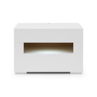 2 Pull Out Drawer Nightstand with High Gloss and Open Compartment, White - BM223473