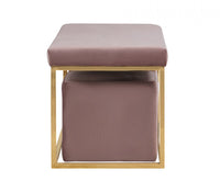 3 Piece Modern Bench Seating Set, 2 Ottomans, Velvet, Purple - BM223481