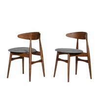 Grained Wooden Dining Chair with Padded Seat, Set of 2, Gray and Brown - BM223515