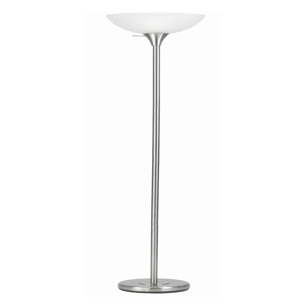 3 Way Torchiere Floor Lamp with Frosted Glass shade and Stable Base, White - BM223598