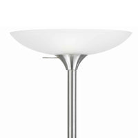 3 Way Torchiere Floor Lamp with Frosted Glass shade and Stable Base, White - BM223598