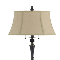 Metal Body Floor Lamp with Fabric Tapered Bell Shade, Black and Beige - BM223603