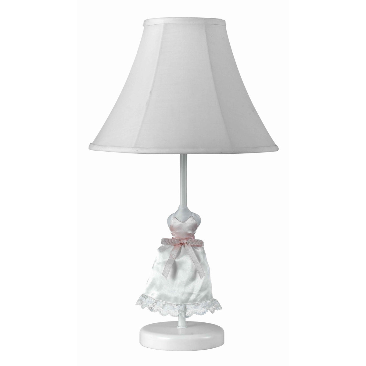 60 Watt Doll Skirt Design Resin Table Lamp with Fabric Shade, White - BM223628