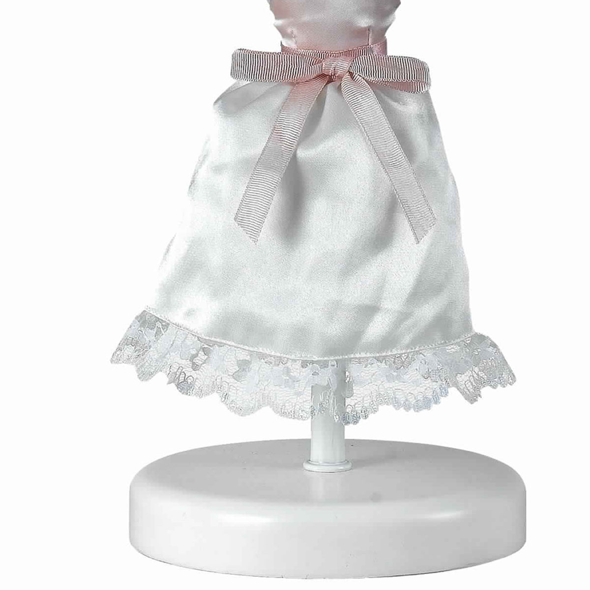 60 Watt Doll Skirt Design Resin Table Lamp with Fabric Shade, White - BM223628