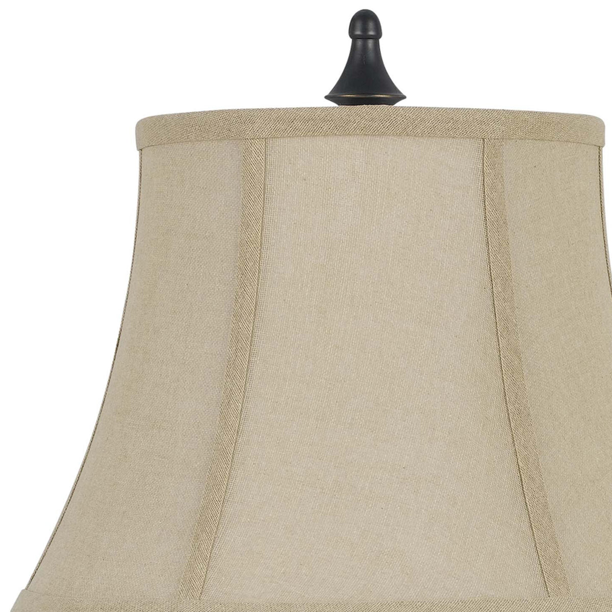 Metal Body Table Lamp with Fabric Tapered Bell Shade, Black and Beige - BM223632