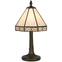 Tree Like Metal Body Tiffany Table lamp with Conical Shade,Beige and Bronze - BM223640