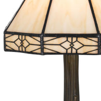 Tree Like Metal Body Tiffany Table lamp with Conical Shade,Beige and Bronze - BM223640