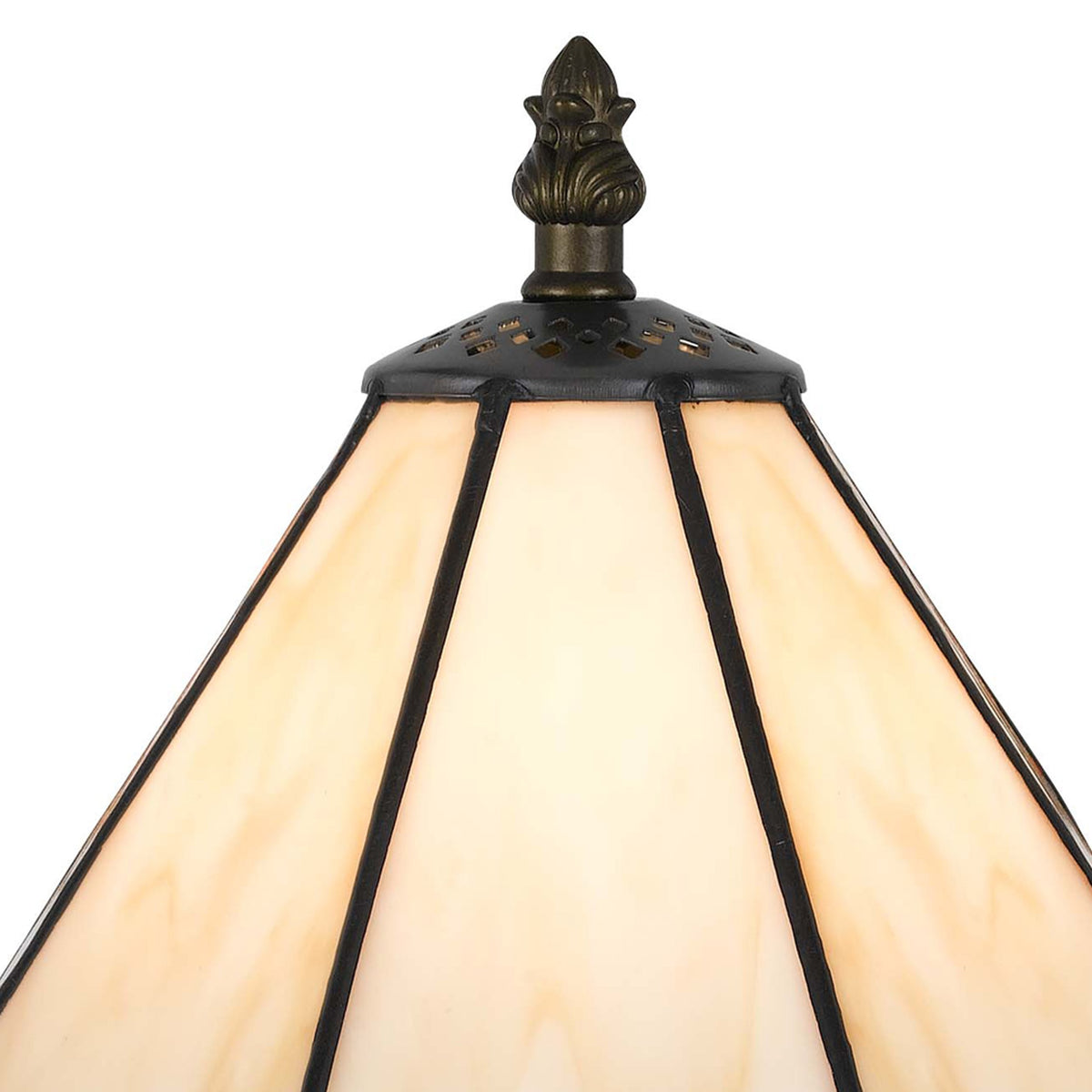 Tree Like Metal Body Tiffany Table lamp with Conical Shade,Beige and Bronze - BM223640