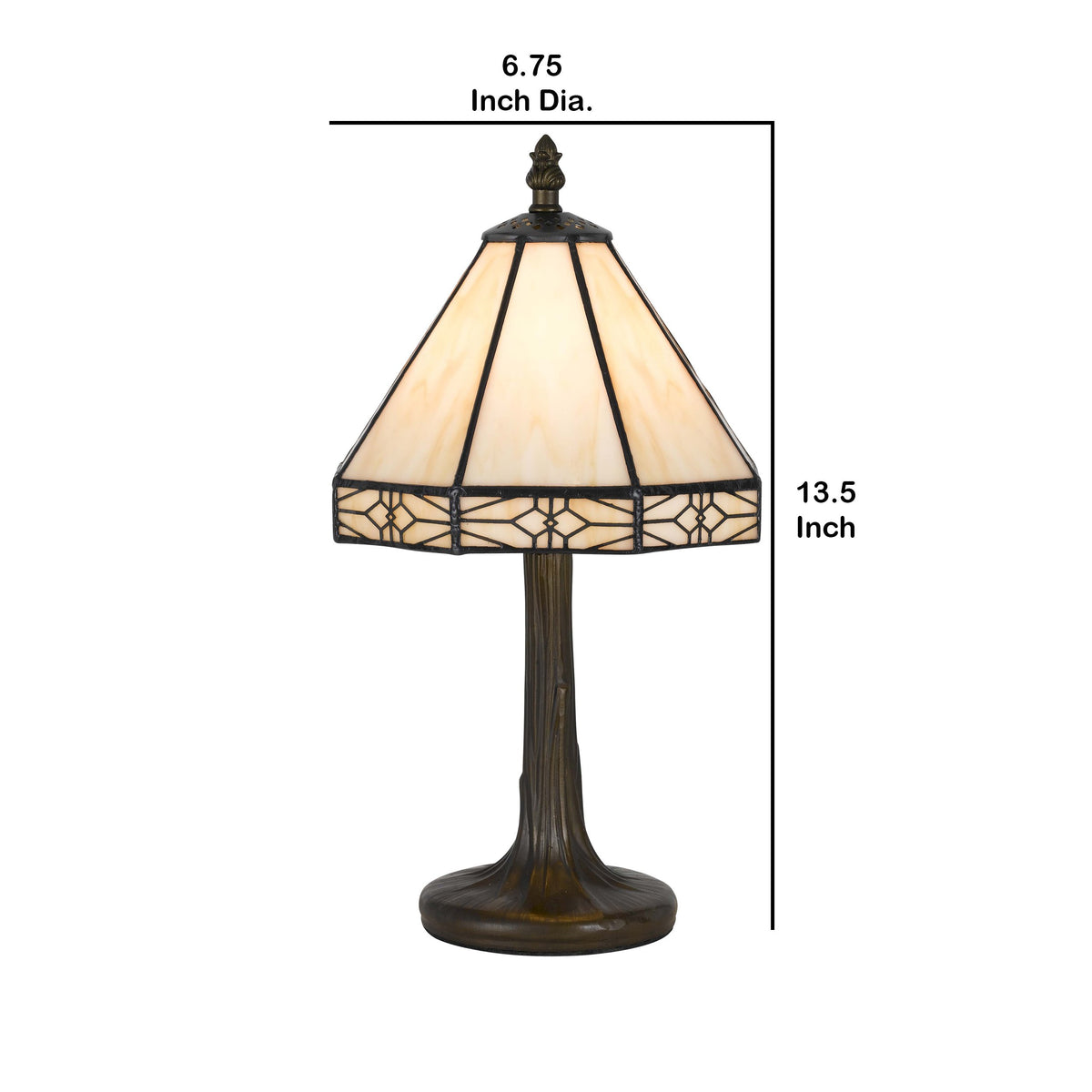 Tree Like Metal Body Tiffany Table lamp with Conical Shade,Beige and Bronze - BM223640