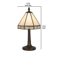 Tree Like Metal Body Tiffany Table lamp with Conical Shade,Beige and Bronze - BM223640