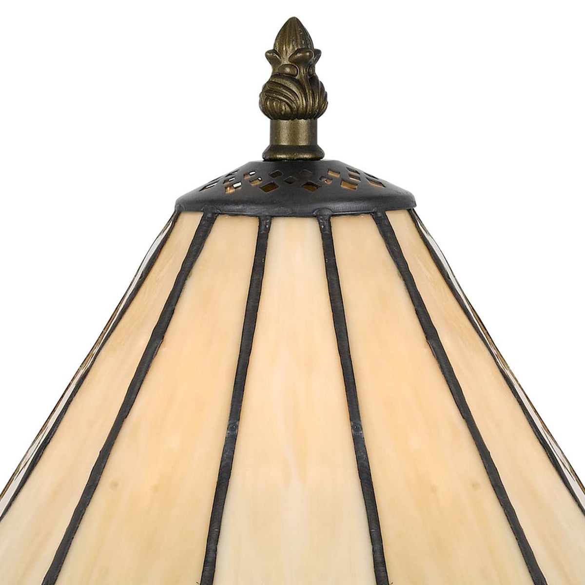 Tree Like Metal Body Tiffany Table lamp with Conical Shade,Bronze and Beige - BM223643