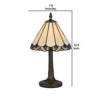 Tree Like Metal Body Tiffany Table lamp with Conical Shade,Bronze and Beige - BM223643