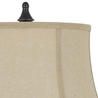 Metal Body Table Lamp with Fabric Tapered Bell Shade, Beige and Black - BM223689