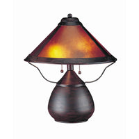 Pot Bellied Metal Body Table Lamp with Conical Mica Shade, Bronze - BM223691