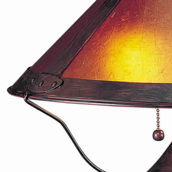 Pot Bellied Metal Body Table Lamp with Conical Mica Shade, Bronze - BM223691