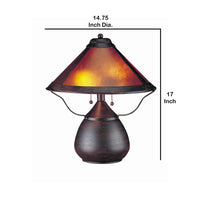 Pot Bellied Metal Body Table Lamp with Conical Mica Shade, Bronze - BM223691