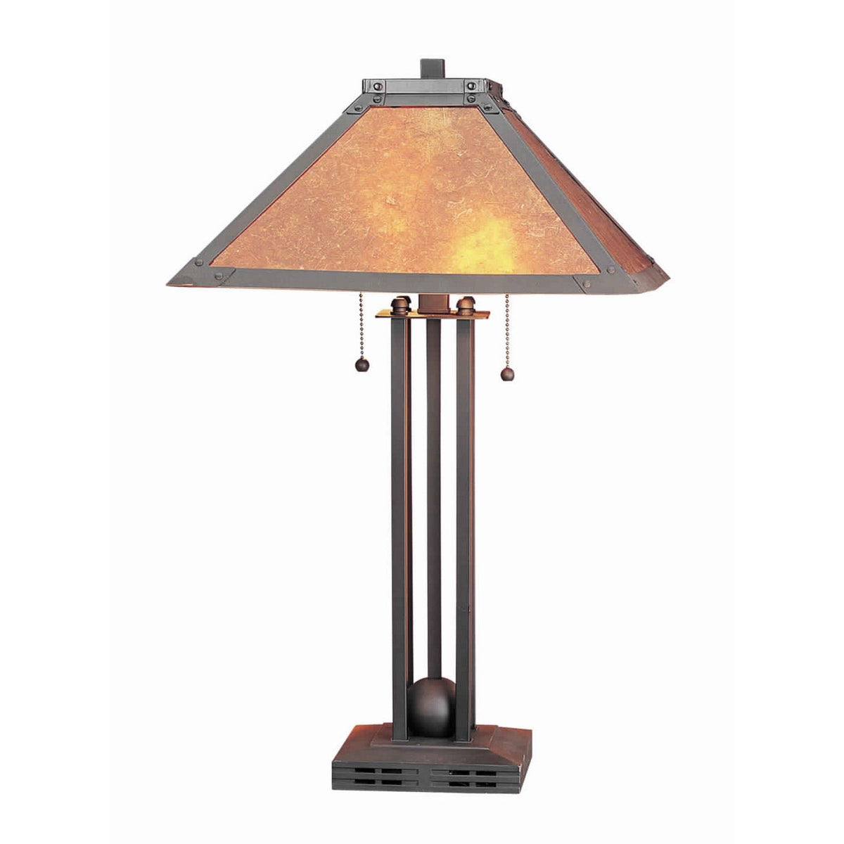 25 Inch Modern Ball Inlay Metal Body Table Lamp, Mica Shade, Bronze - BM223694