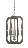 Wooden Cut Out Design Frame Pendant Fixture with Chain, Distressed Brown - BM224722