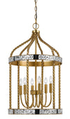 40 X 6 Watt Twisted Metal Frame Pendant with Mirror Accent, Gold - BM224731