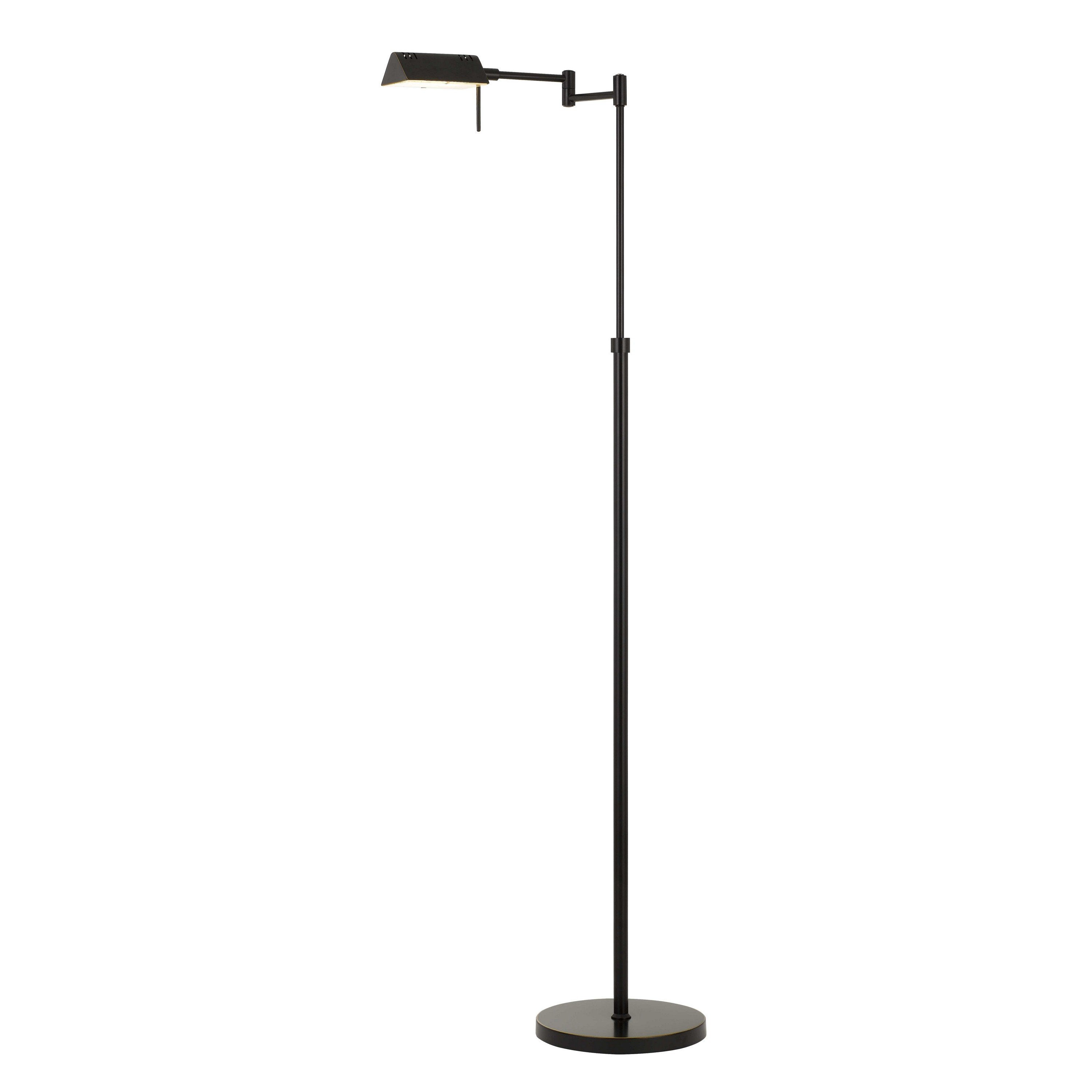 benzara 10W LED Adjustable Metal Floor Lamp with Swing Arm Black - BM224743
