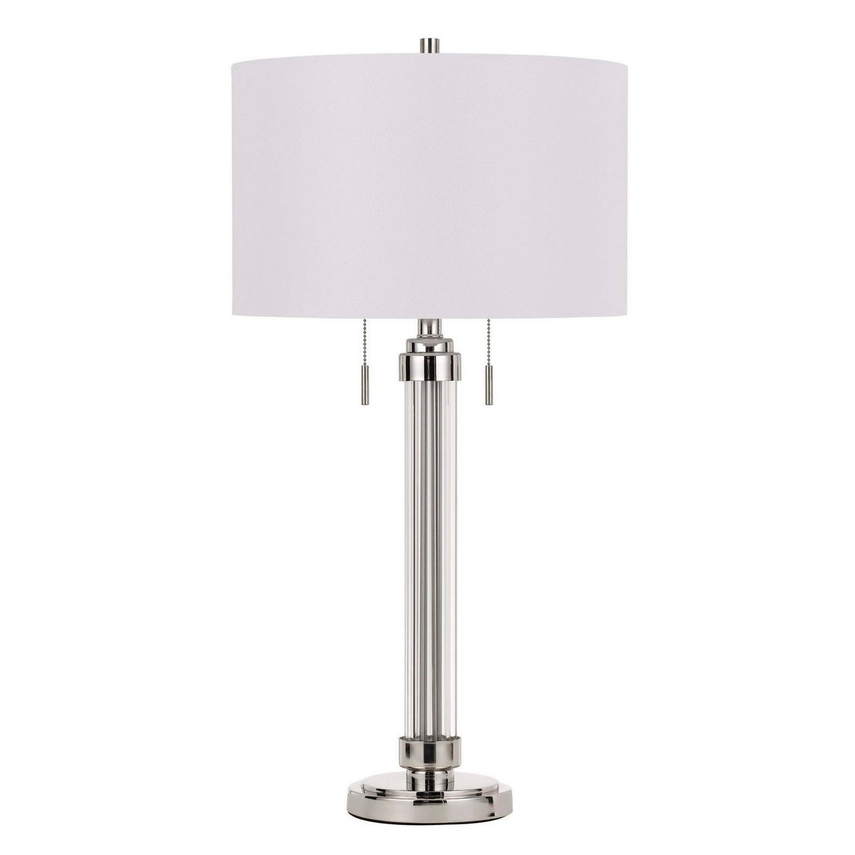 60 X 2 Watt Metal and Acrylic Table Lamp with Fabric Shade, White and Silver - BM224779