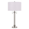 60 X 2 Watt Metal and Acrylic Table Lamp with Fabric Shade, White and Silver - BM224779