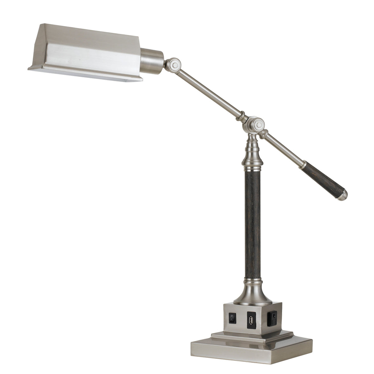60 Watt Metal Desk Lamp with Adjustable Arm and Head, Silver - BM224879