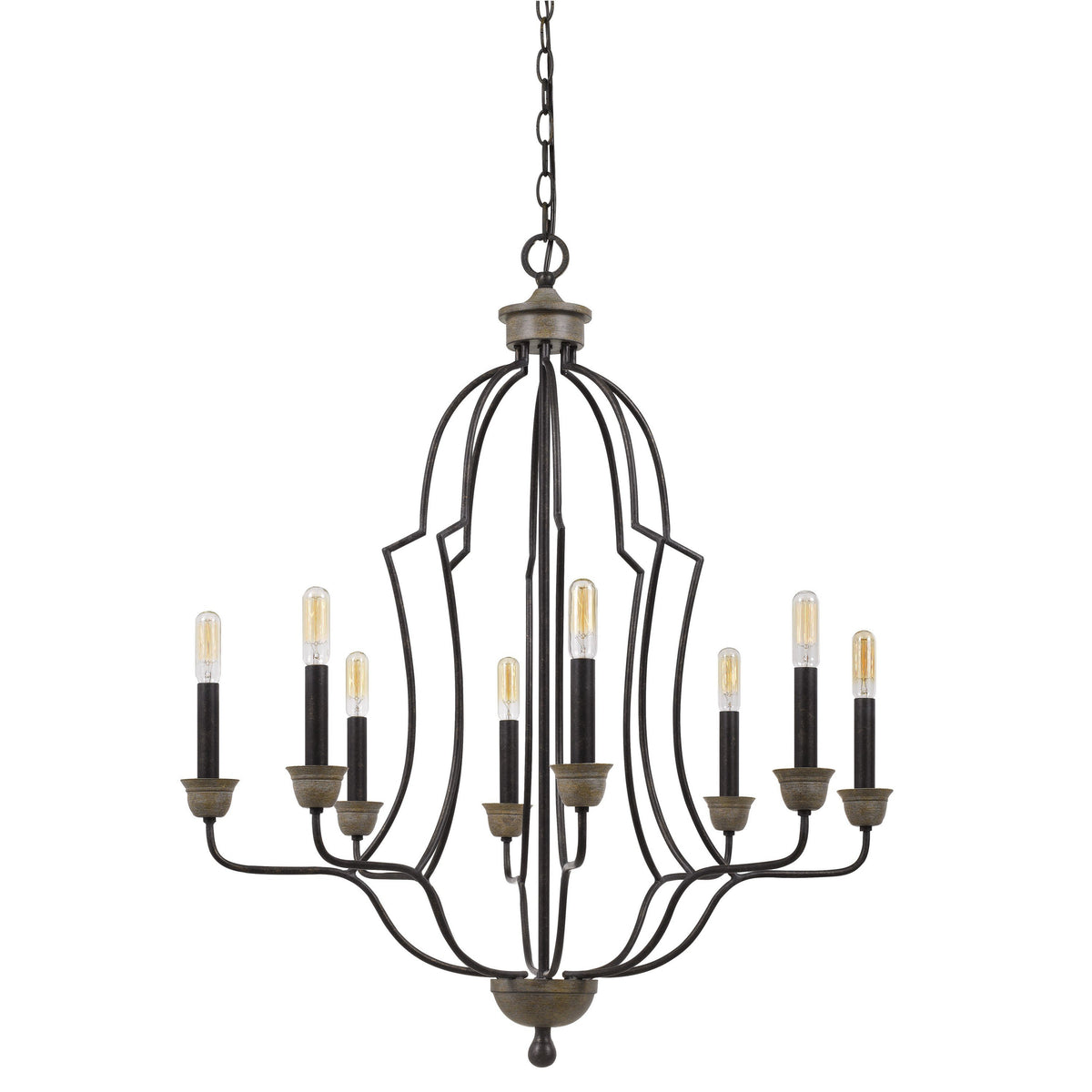 60 X 8 Watt Metal Chandelier with Tubular Frame, Textured Bronze - BM224891