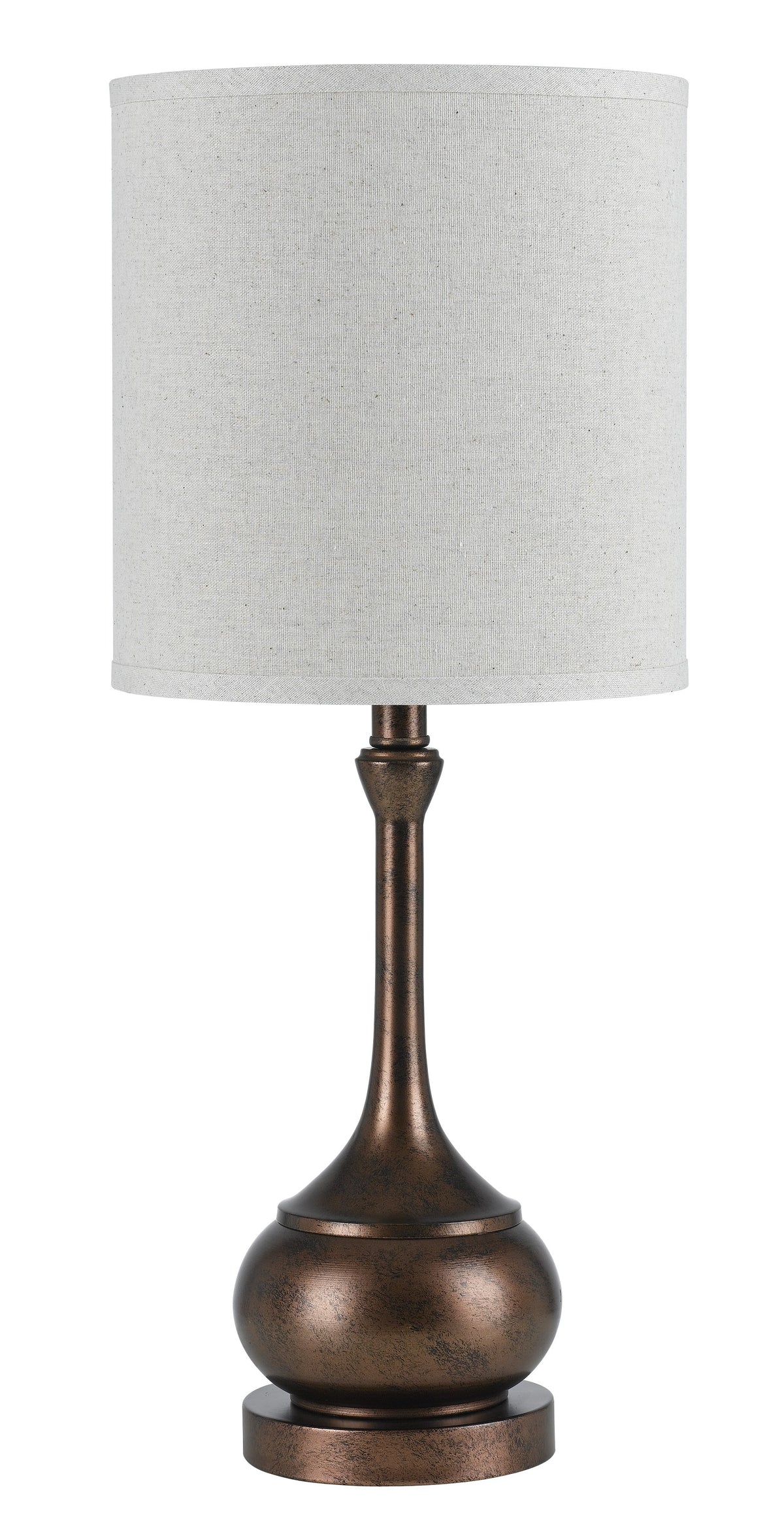Elongated Bellied Shape Metal Accent Lamp with Drum Shade, Rustic Bronze - BM224926