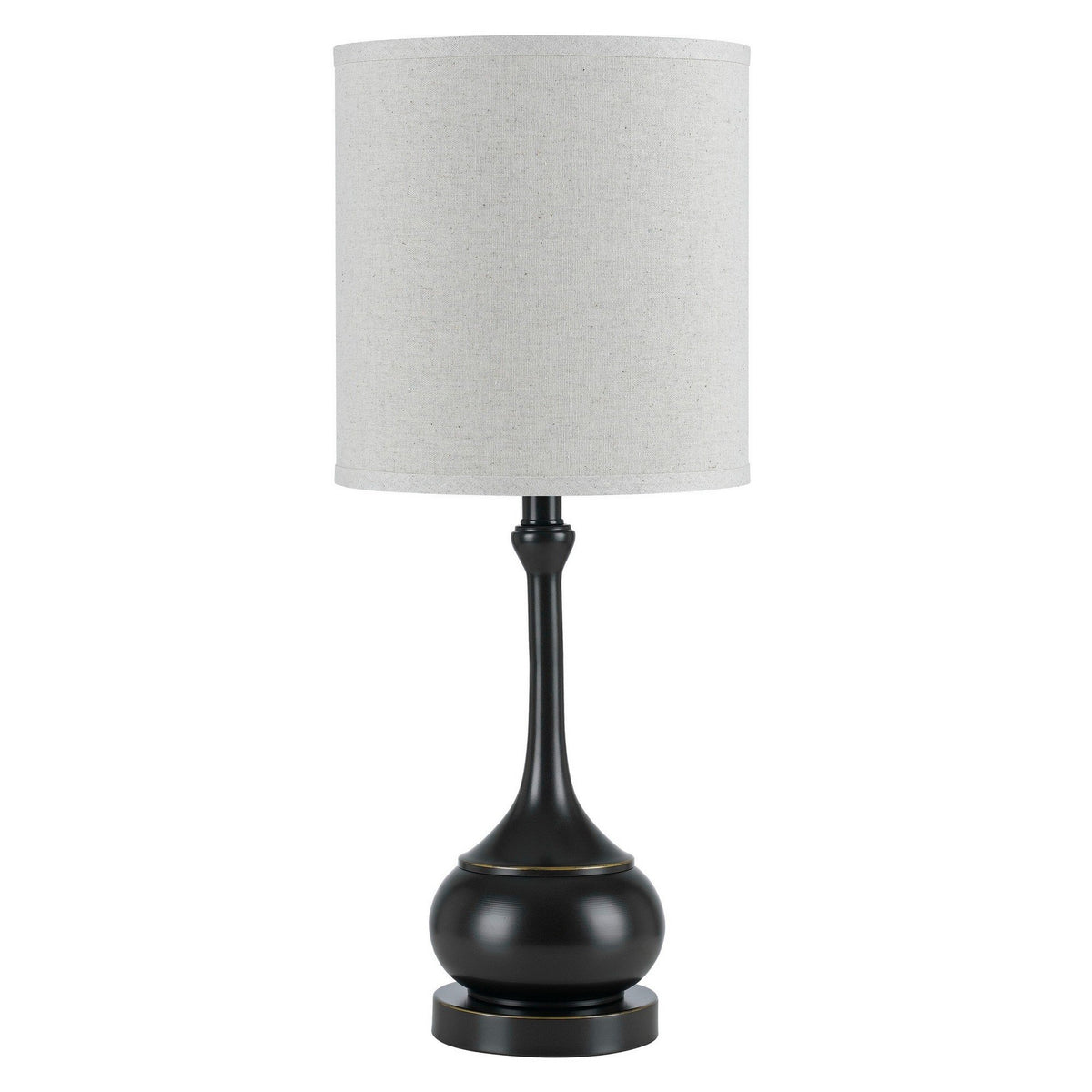Elongated Bellied Shape Metal Accent Lamp with Drum Shade, Black - BM224929