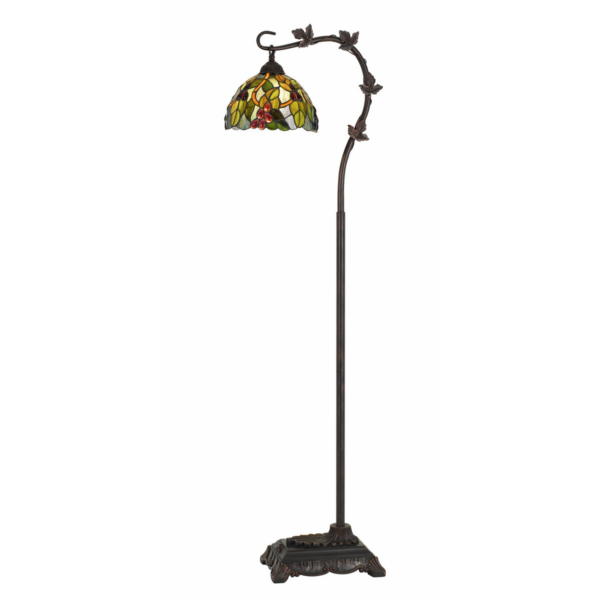 Downbridge Metal Tiffany Floor Lamp with Leaf Accents, Multicolor - BM224936