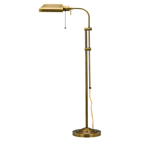 Metal Rectangular Floor Lamp with Adjustable Pole, Gold - BM225079