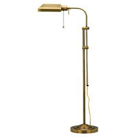 Metal Rectangular Floor Lamp with Adjustable Pole, Gold - BM225079