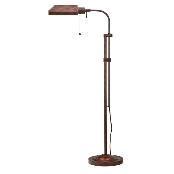 Metal Rectangular Floor Lamp with Adjustable Pole, Bronze - BM225082
