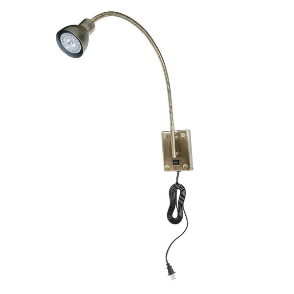 Metal Round Wall Reading Lamp with Plug In Switch, Silver and Gray - BM225086