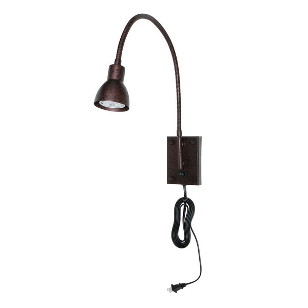 Metal Round Wall Reading Lamp with Plug In Switch, Bronze - BM225089