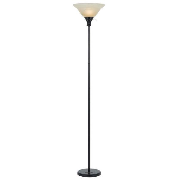 Metal Round 3 Way Torchiere Lamp with Frosted Shade, Dark Bronze and Gold - BM225118