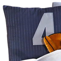 6 Piece Polyester Full Comforter Set with Baseball Inspired Print, Blue - BM225162