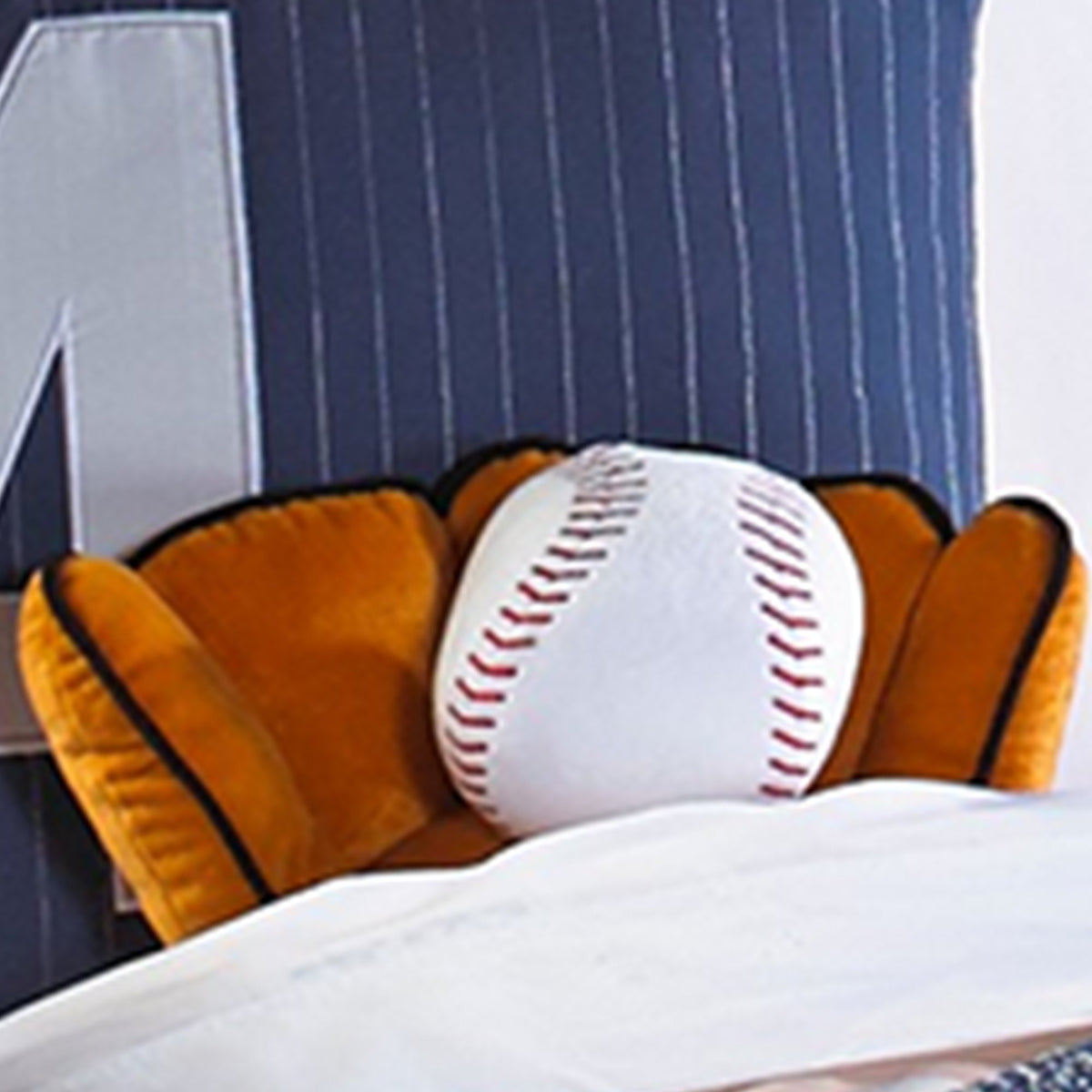 6 Piece Polyester Full Comforter Set with Baseball Inspired Print, Blue - BM225162