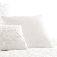 7 Piece Cotton King Comforter Set with Fringe Details, White - BM225177