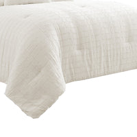 7 Piece Cotton Queen Comforter Set with Fringe Details, White - BM225178