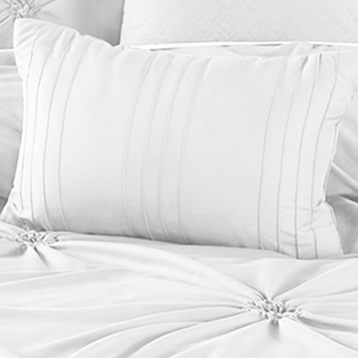 8 Piece King Polyester Comforter Set with Diamond Tufting, White - BM225185