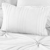 8 Piece King Polyester Comforter Set with Diamond Tufting, White - BM225185