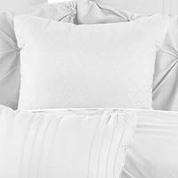 8 Piece Queen Polyester Comforter Set with Diamond Tufting, White - BM225186